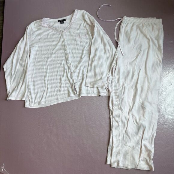 Earth Angels Women's 2XL Striped Pajama‎ Set Multicolor Long Sleeve - Picture 1 of 8